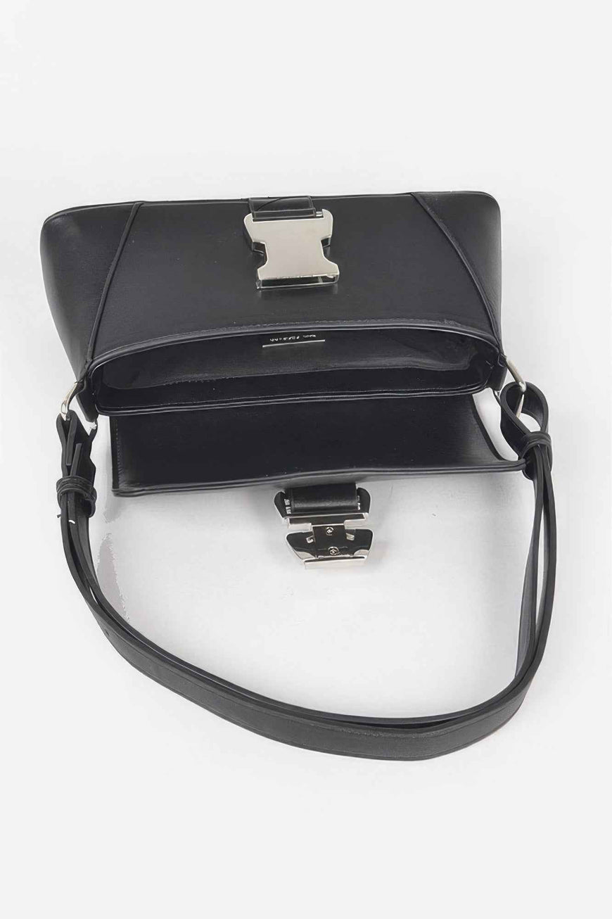 Faux Leather Metal Buckle Shoulder Bag