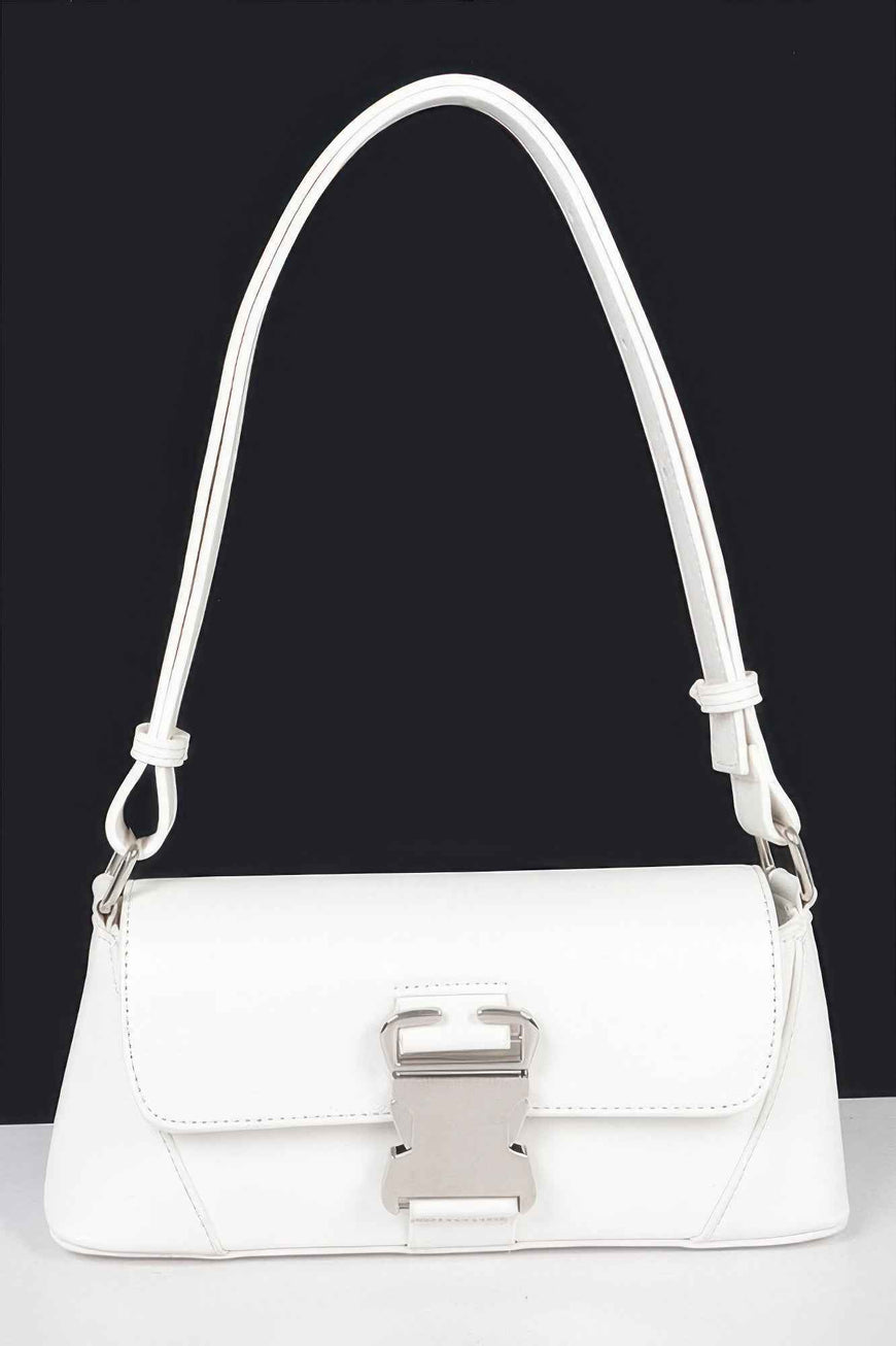 Faux Leather Metal Buckle Shoulder Bag