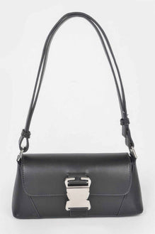 Faux Leather Metal Buckle Shoulder Bag