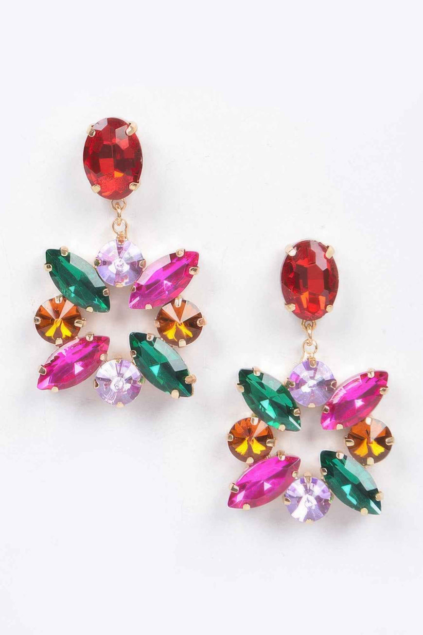 Multi Rhinestone Dangle Earring
