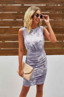 Crew Neck Tie Dye Sleeveless Dress