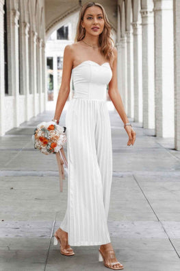 Elegant Off Shoulder Pleated High Waist Jumpsuit