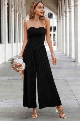 Elegant Off Shoulder Pleated High Waist Jumpsuit
