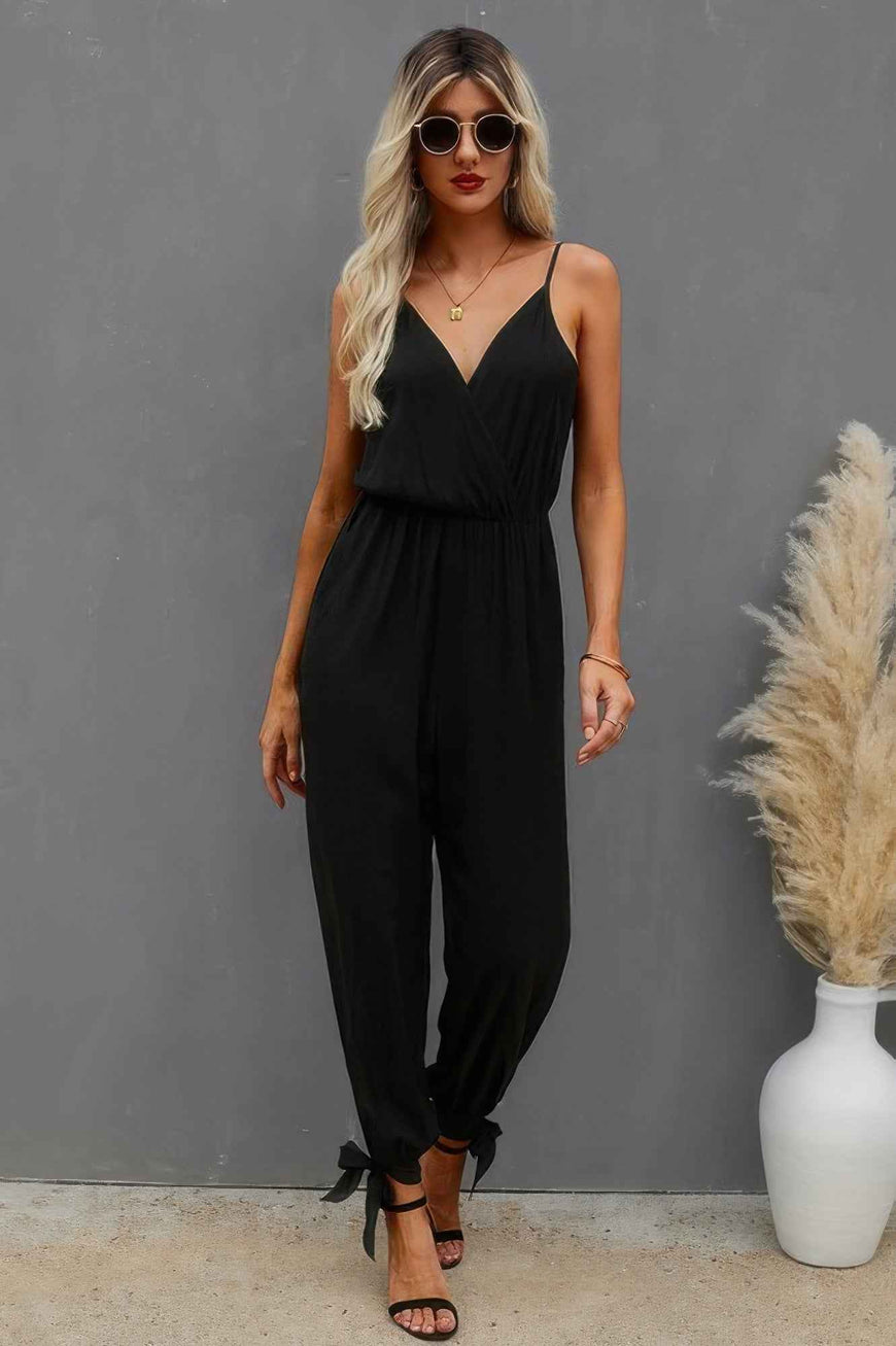 Sleeveless Floral Print Knot Side Cami Jumpsuit