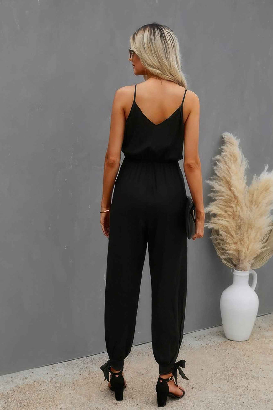 Sleeveless Floral Print Knot Side Cami Jumpsuit