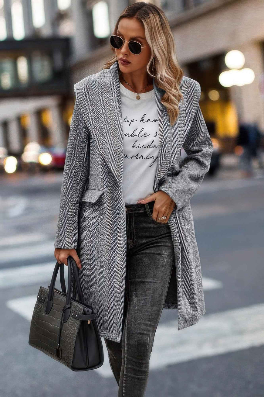 Elegant Long Sleeve Lapel Open Front Suit