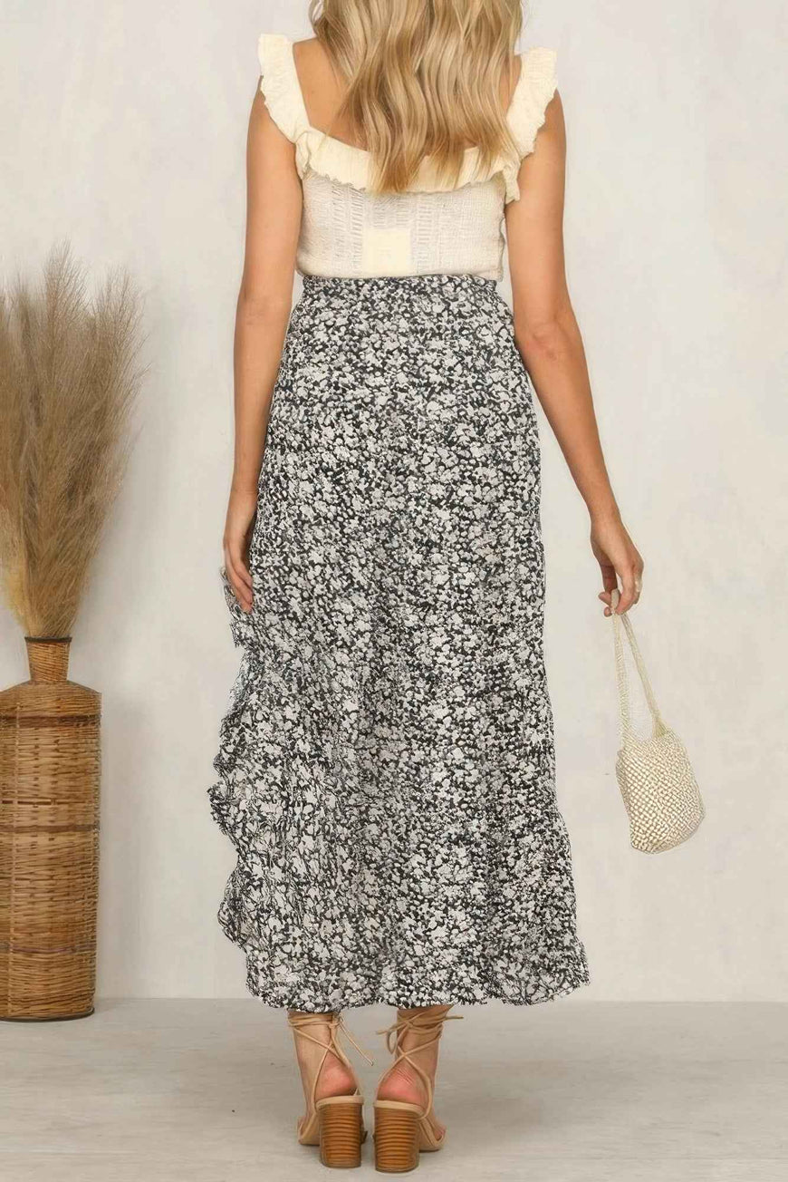 Polka Dot Ruffled Maxi Skirts