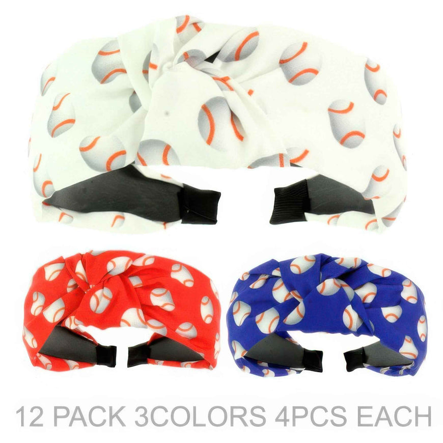 12pack Baseball Theme Top Knotted Headband