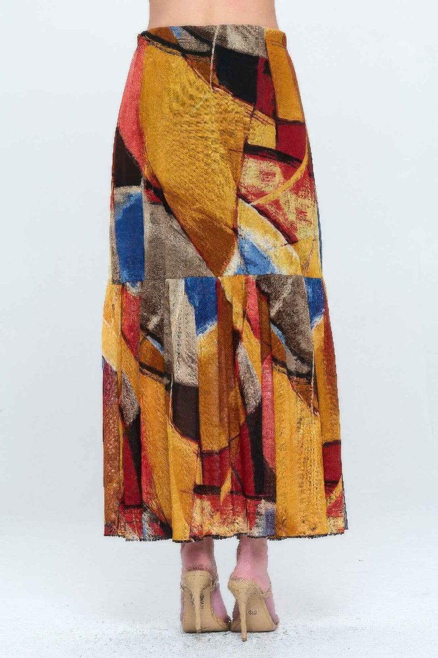 Mesh Romance Tiered Print Skirt