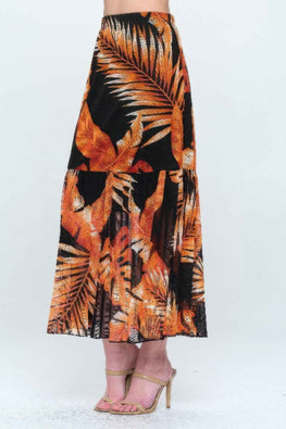 Mesh Romance Tiered Print Skirt