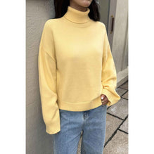 Solid Knit High Neck Drop Shoulder Sweater