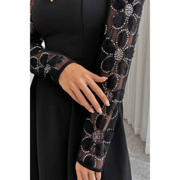 Plus Size Elegant Lace Panels Sequins Dress