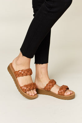 WILD DIVA Woven Dual Band Platform Sandals - TopFashionHQ