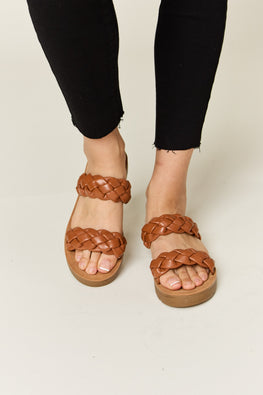 WILD DIVA Woven Dual Band Platform Sandals - TopFashionHQ