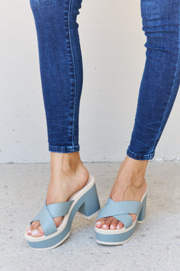 Weeboo Cherish The Moments Contrast Platform Sandals in Misty Blue - TopFashionHQ