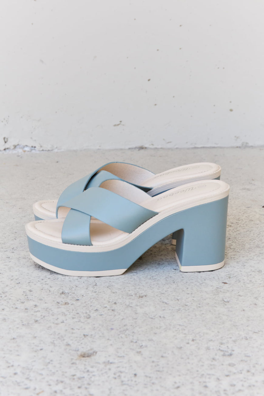 Weeboo Cherish The Moments Contrast Platform Sandals in Misty Blue - TopFashionHQ