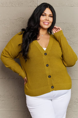 Zenana Kiss Me Tonight Full Size Button Down Cardigan in Chartreuse - TopFashionHQ