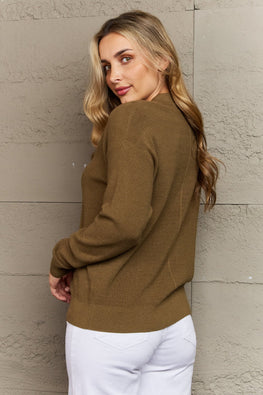 Zenana Kiss Me Tonight Full Size Button Down Cardigan in Olive - TopFashionHQ