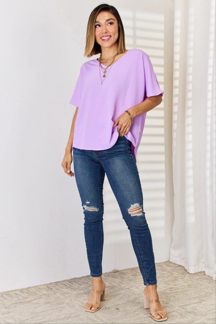 Zenana Texture Short Sleeve T-Shirt - TopFashionHQ