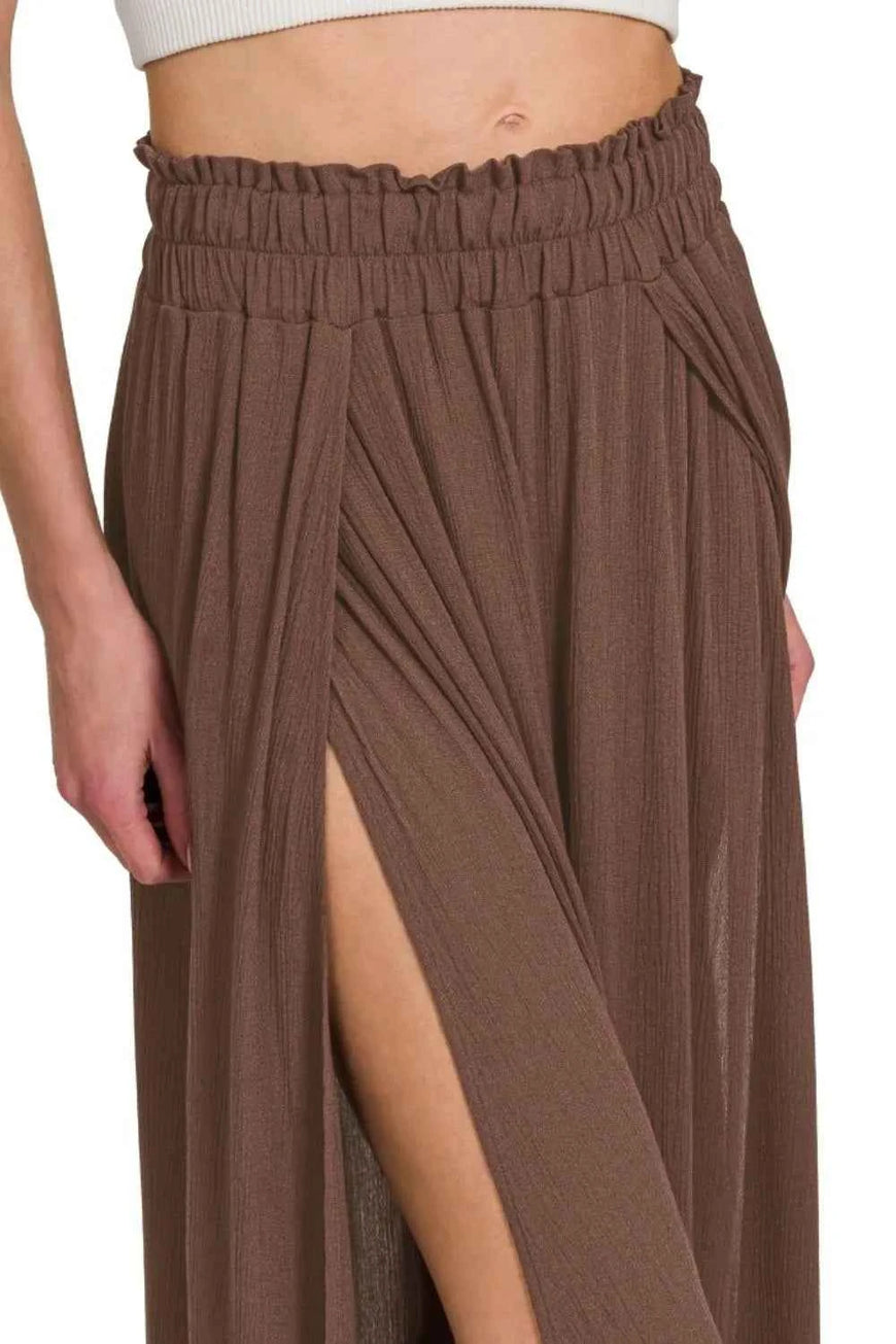 Zenana Woven Crinkle Gauze Long Skirts
