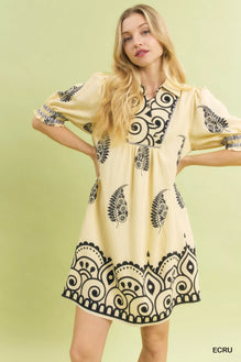 Umgee Paisley Mandala Print Babydoll Dress