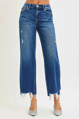 RISEN High Rise Crop Wide Leg Jeans