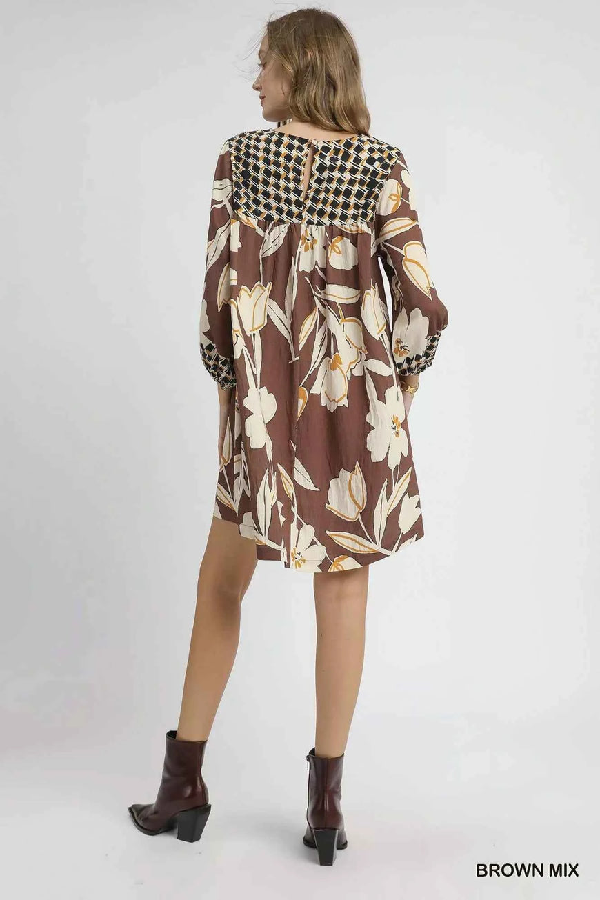 Umgee Floral High-Low Babydoll Dress