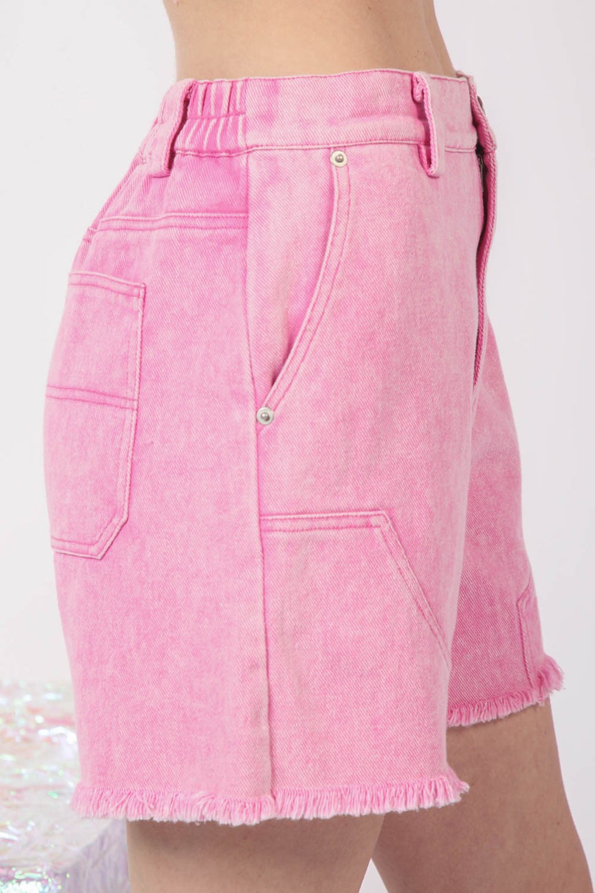 VERY J  Washed Raw Hem Denim Shorts - TopFashionHQ