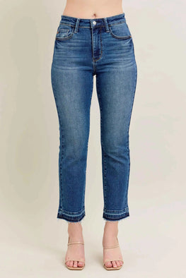 Judy Blue Full Size Hw Vintage Wash Release Hem Kick Flare Jeans Plus Size