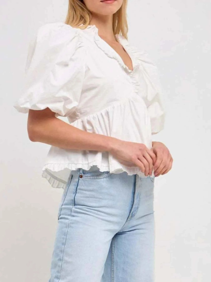 Puff Sleeve Peplum Blouse