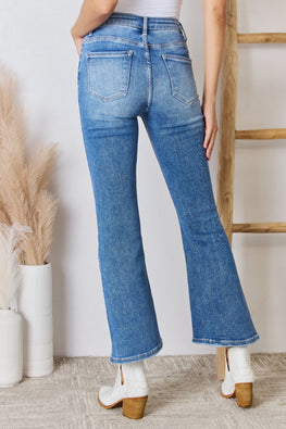 RISEN Full Size High Rise Ankle Flare Jeans - TopFashionHQ