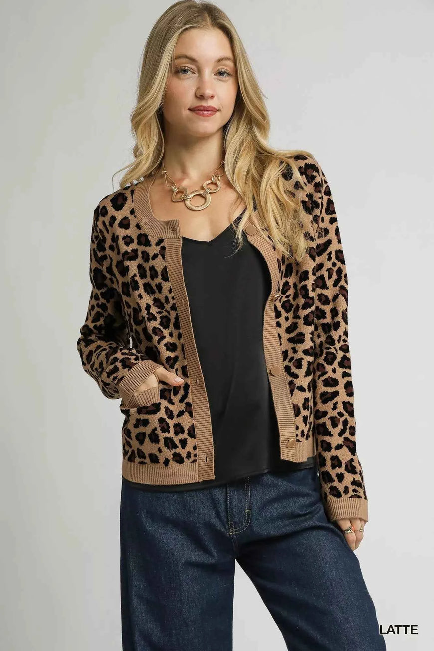 Umgee Leopard Print Button-Down Cardigan