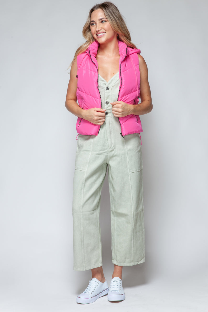 Snobbish Zip Up Quilted Hooded Vest - TopFashionHQ