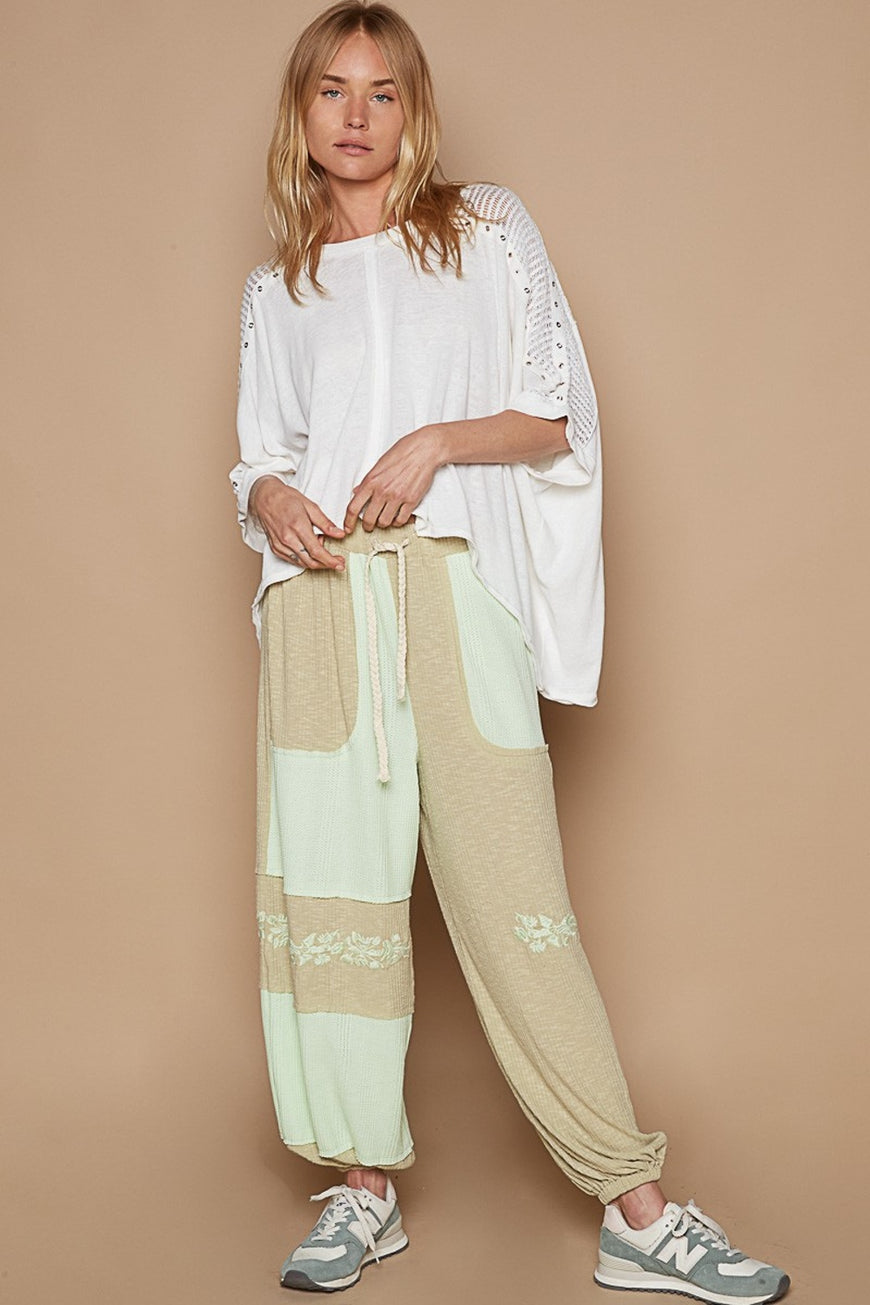 POL Eyelet Detail Studded High-Low Top - TopFashionHQ
