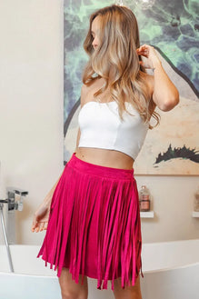 BiBi Fringe Detailed Suede Skirt