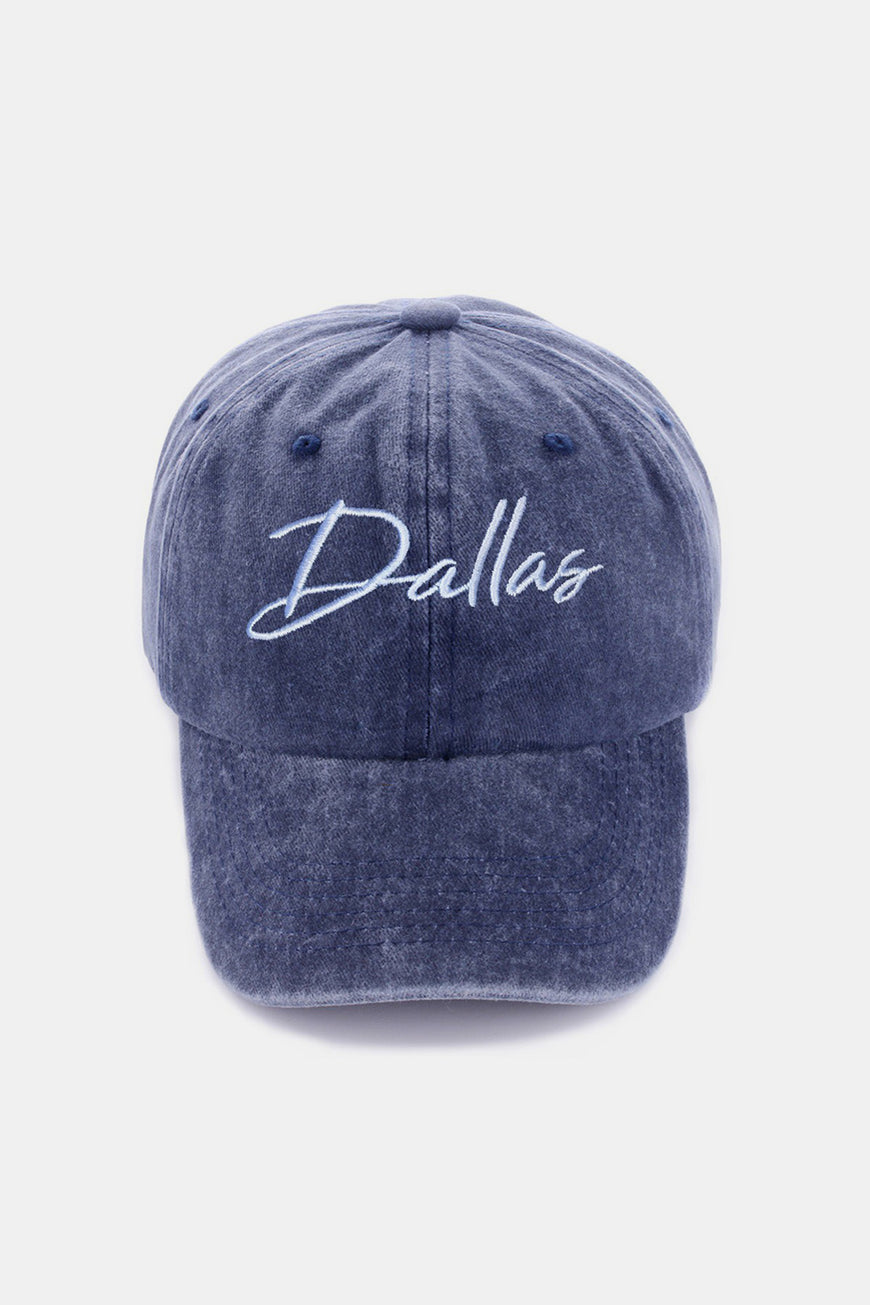 Zenana Washed DALLAS Embroidered Baseball Cap