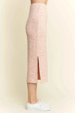Jade By Jane Zebra Print Side Slit Midi Skirt