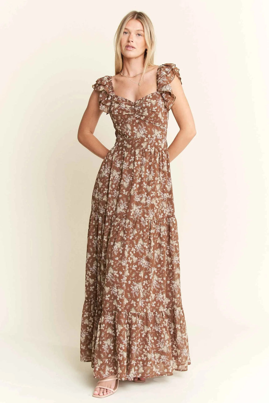 Jade By Jane Ruffle Sleeve Tiered Maxi Dress