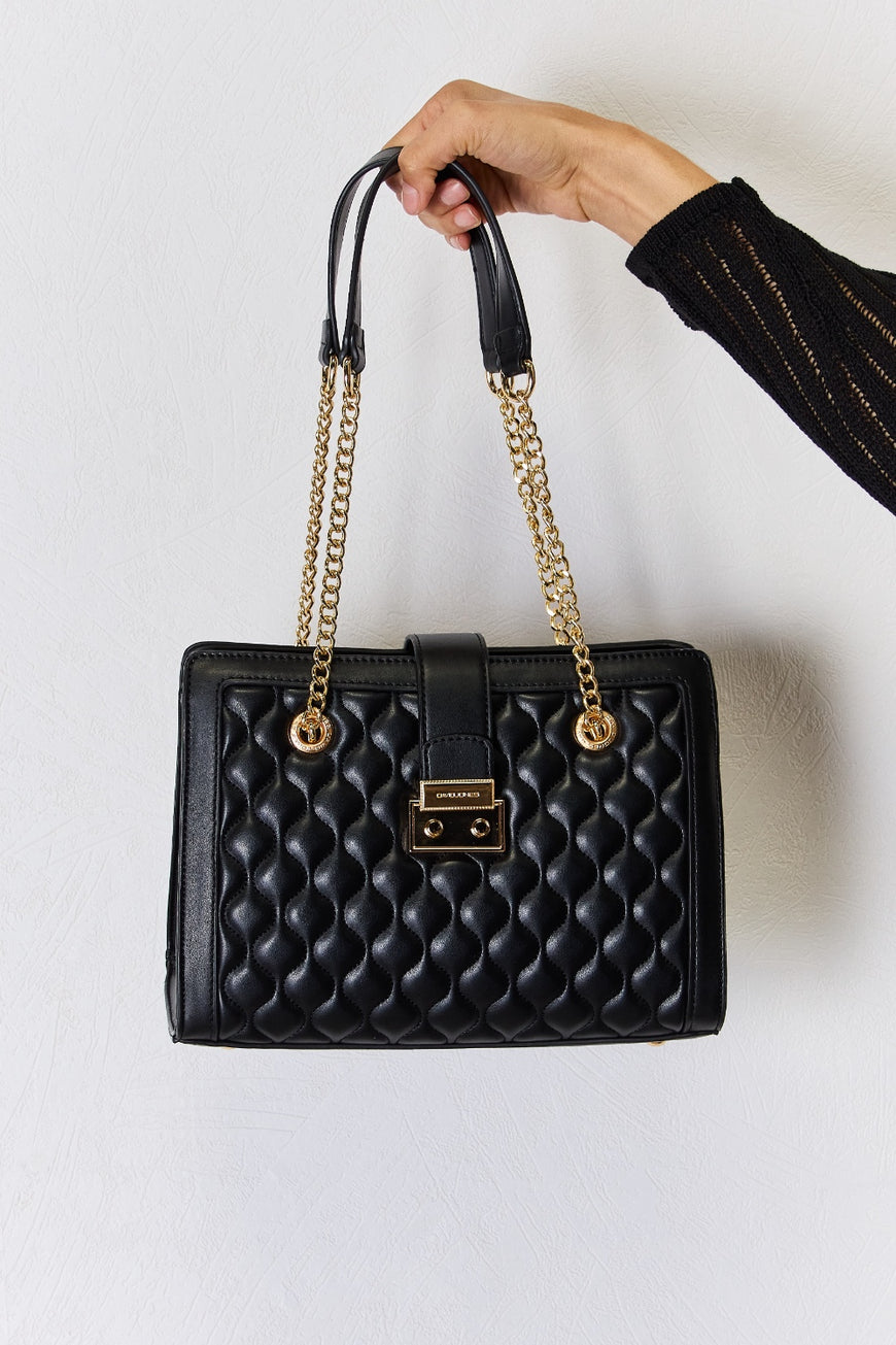 David Jones Quilted PU Leather Handbag - TopFashionHQ