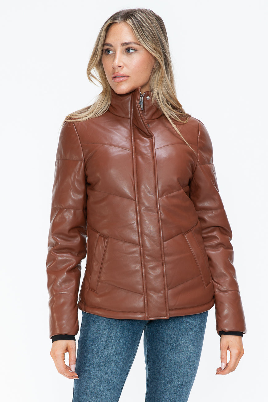 Snobbish Pocketed Zip Up Turtleneck Puffer Jacket - TopFashionHQ