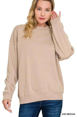 Zenana Fleece Crewneck Long Sleeve Sweatshirt