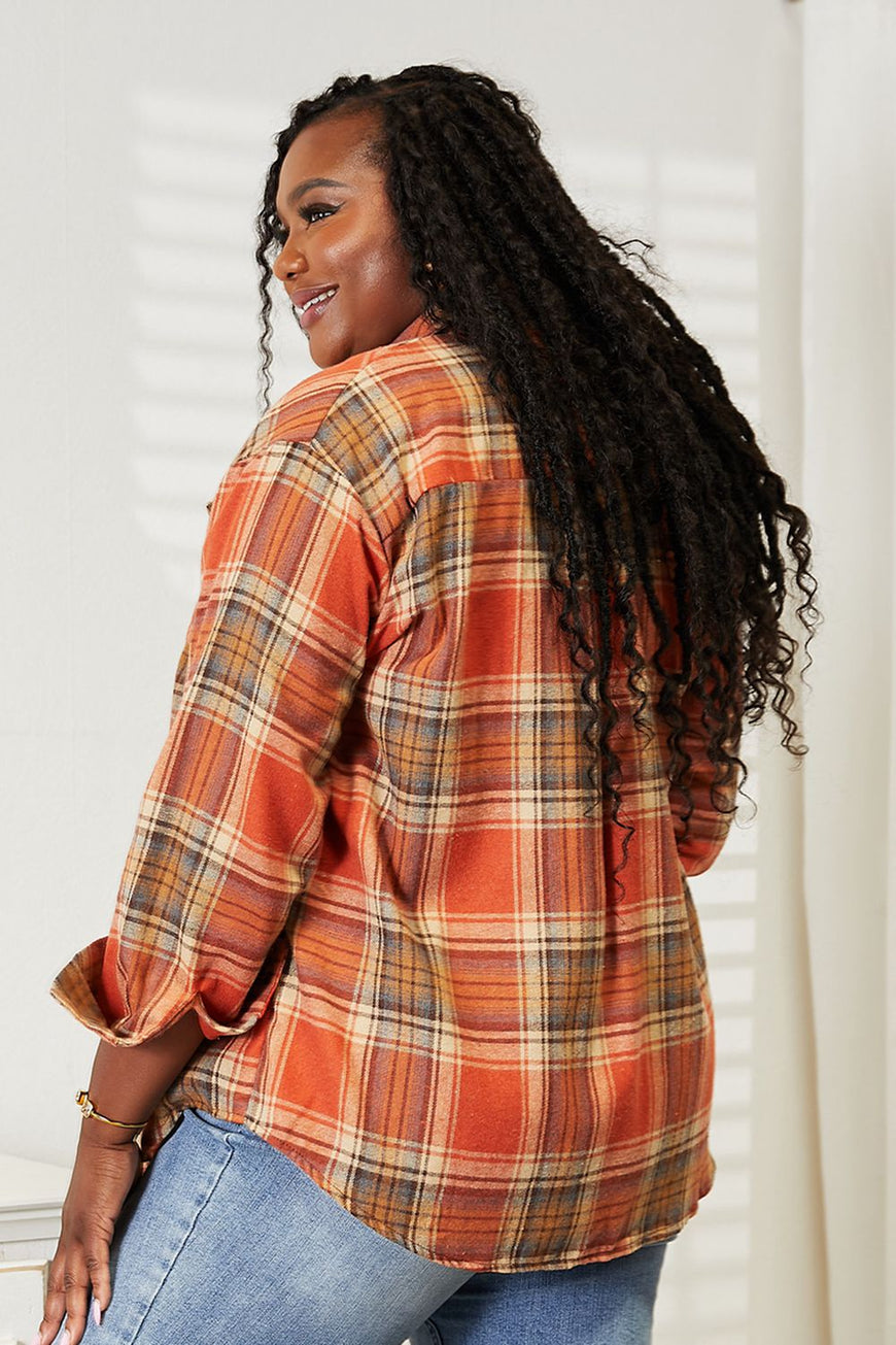 Double Take Plaid Dropped Shoulder Shirt - TopFashionHQ