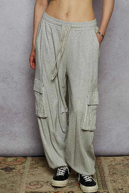 POL Drawstring Lace Cargo Pocketed Joggers