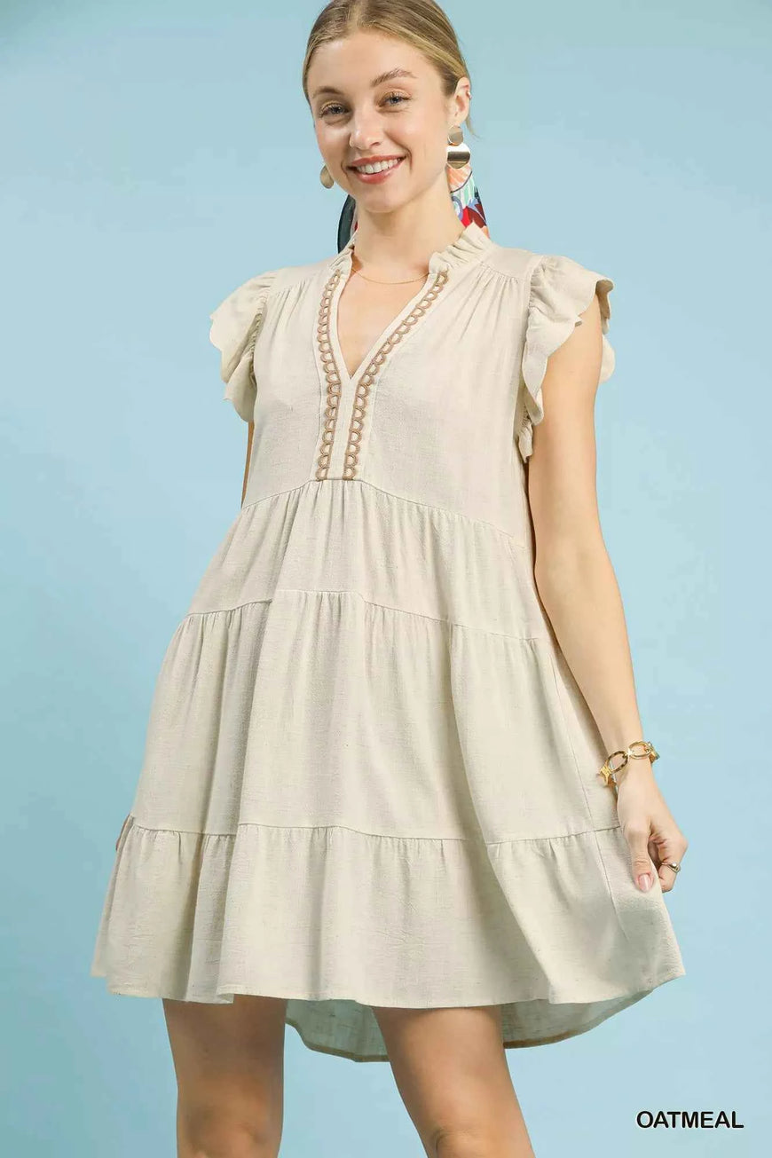Umgee Linen Tiered Baby Doll Dress