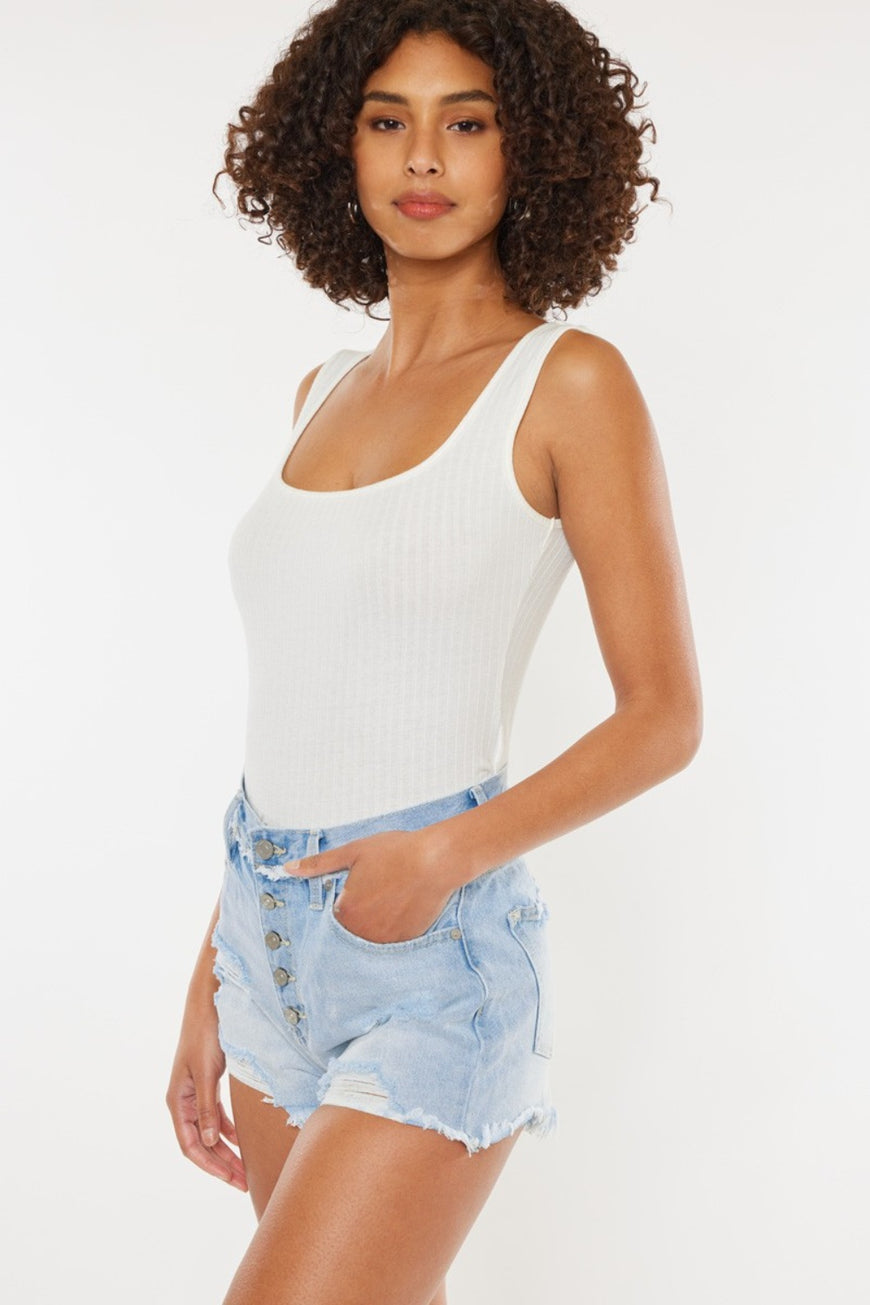 Kancan Distressed Button Fly Denim Shorts - TopFashionHQ