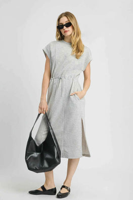 Umgee Side Slit Short Sleeve Midi Tee Dress