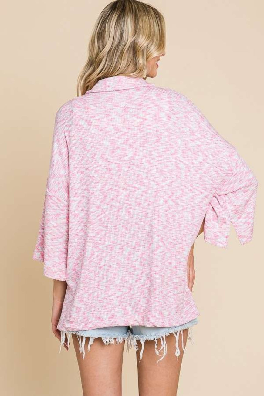 Culture Code Button Up Drop Shoulder Slit Shirt - TopFashionHQ