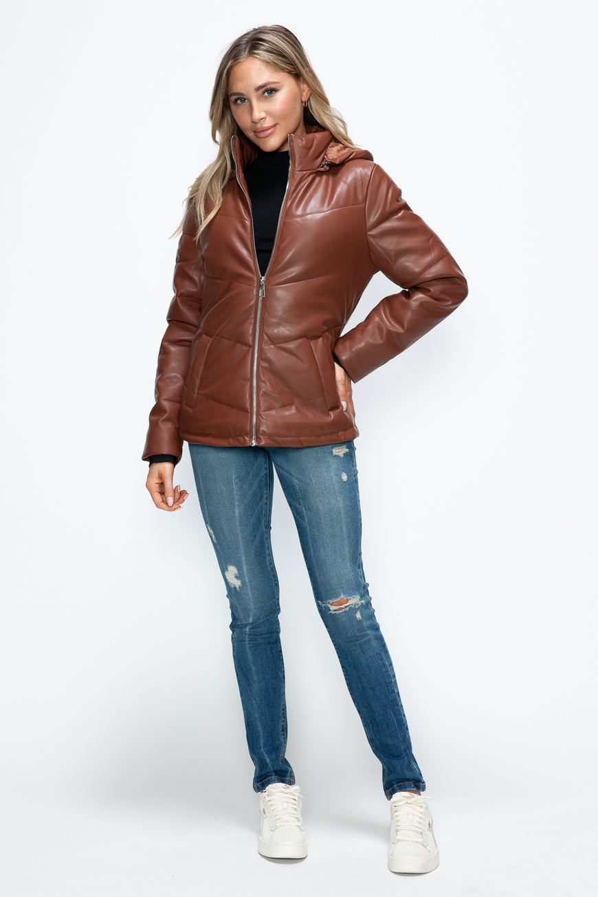 How Dare U Pocketed Zip Up Puffer Jacket with Removable Hood - TopFashionHQ