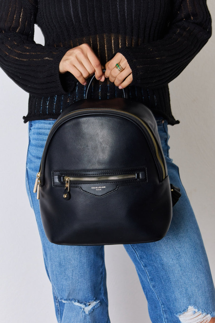 David Jones PU Leather Backpack - TopFashionHQ