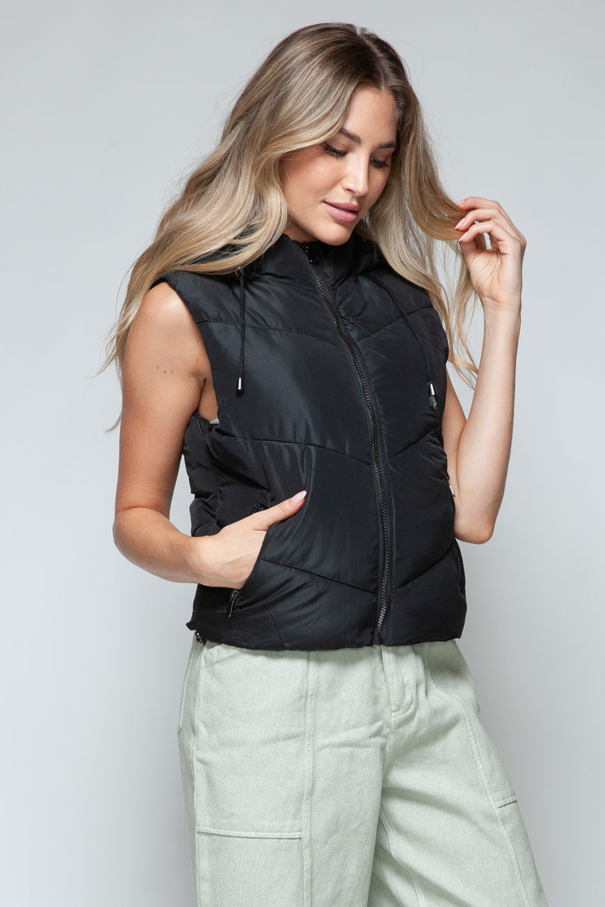 Snobbish Zip Up Quilted Hooded Vest - TopFashionHQ